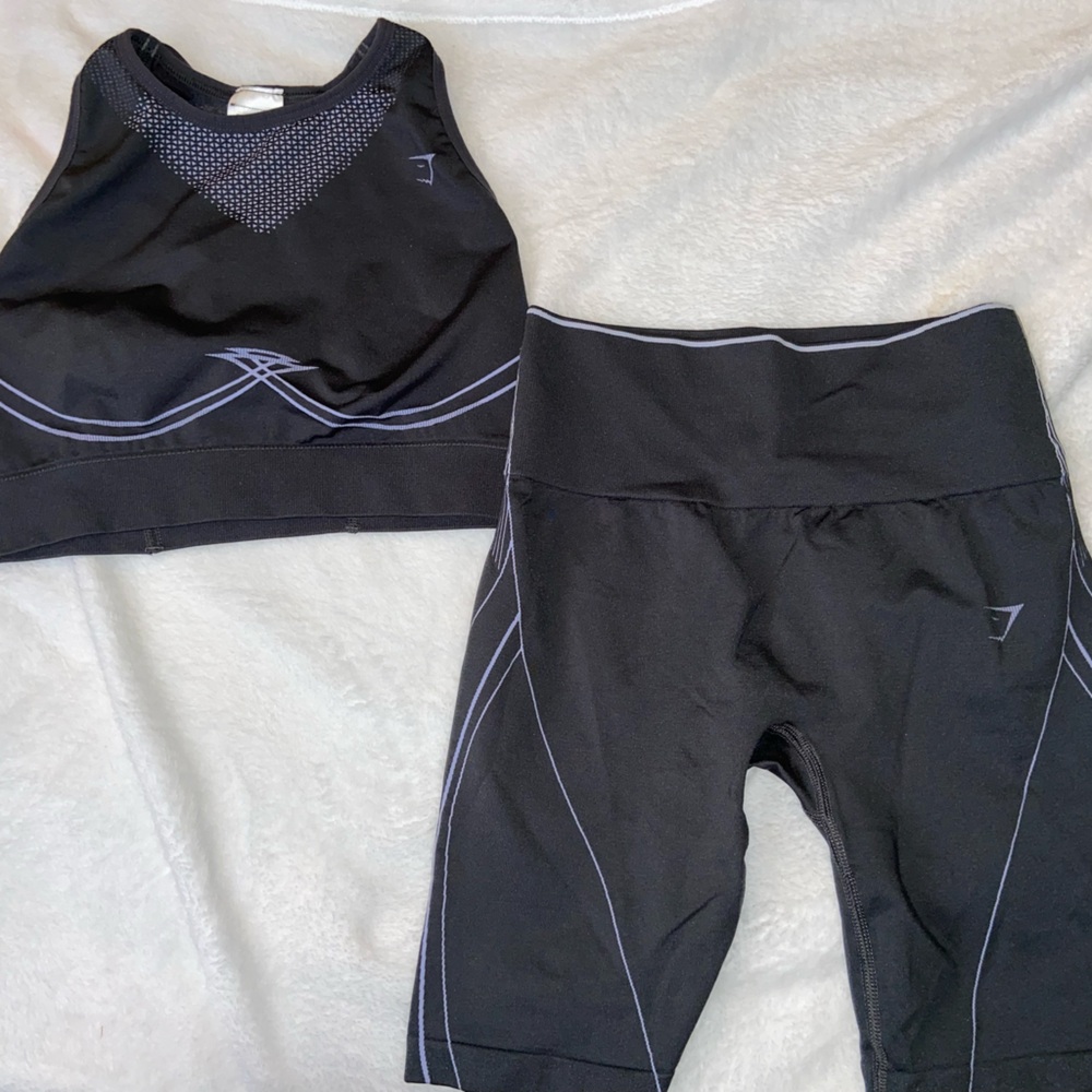 Gymshark Black Athletic Shorts and Top Set